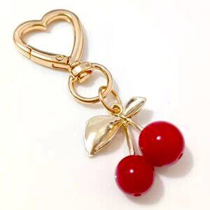 Cherry Bag Charm Sexy Sweet Bomb Purse Keychain Fruit Red Backpack Heart Gold